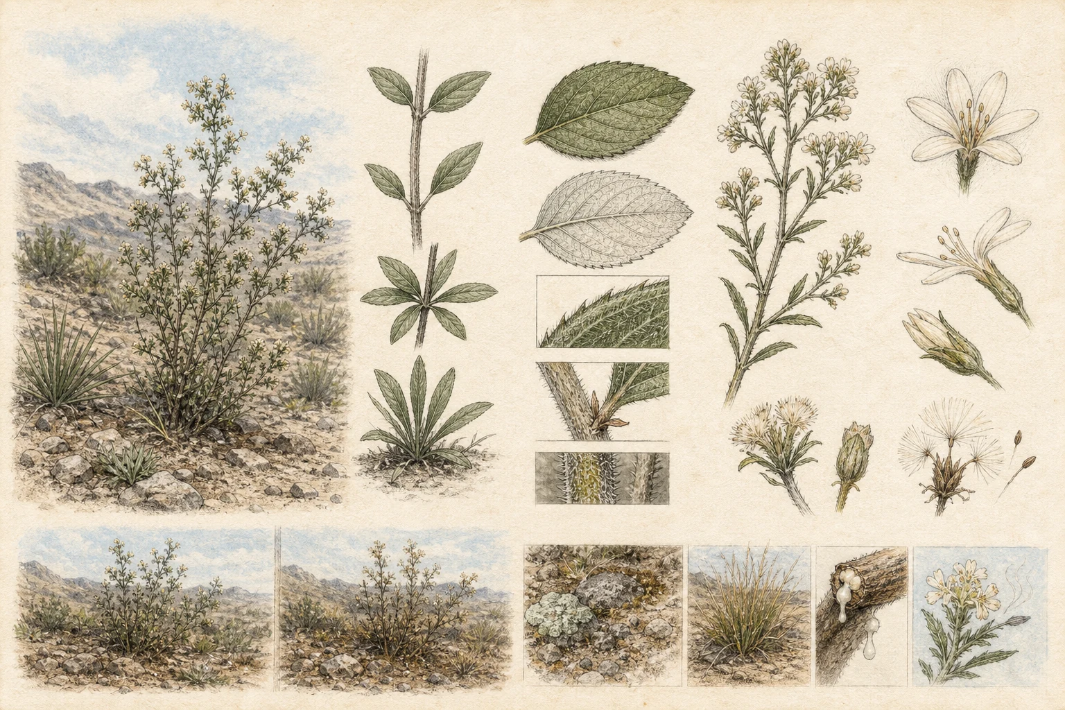 Text-free illustrated field protocol for “Photographing plants for identification”; the article points are listed below.